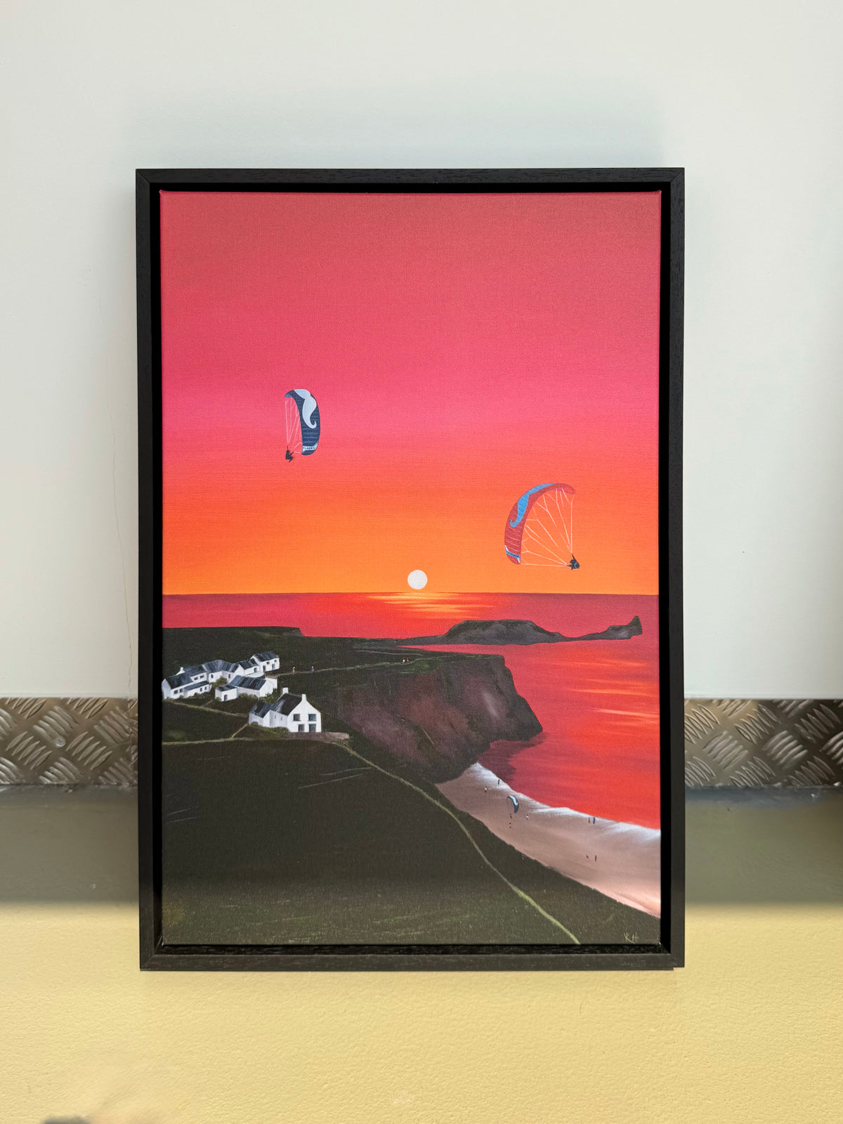 Rhossili ‘In Flow Motion’ Fine Art Paragliding Canvas Print