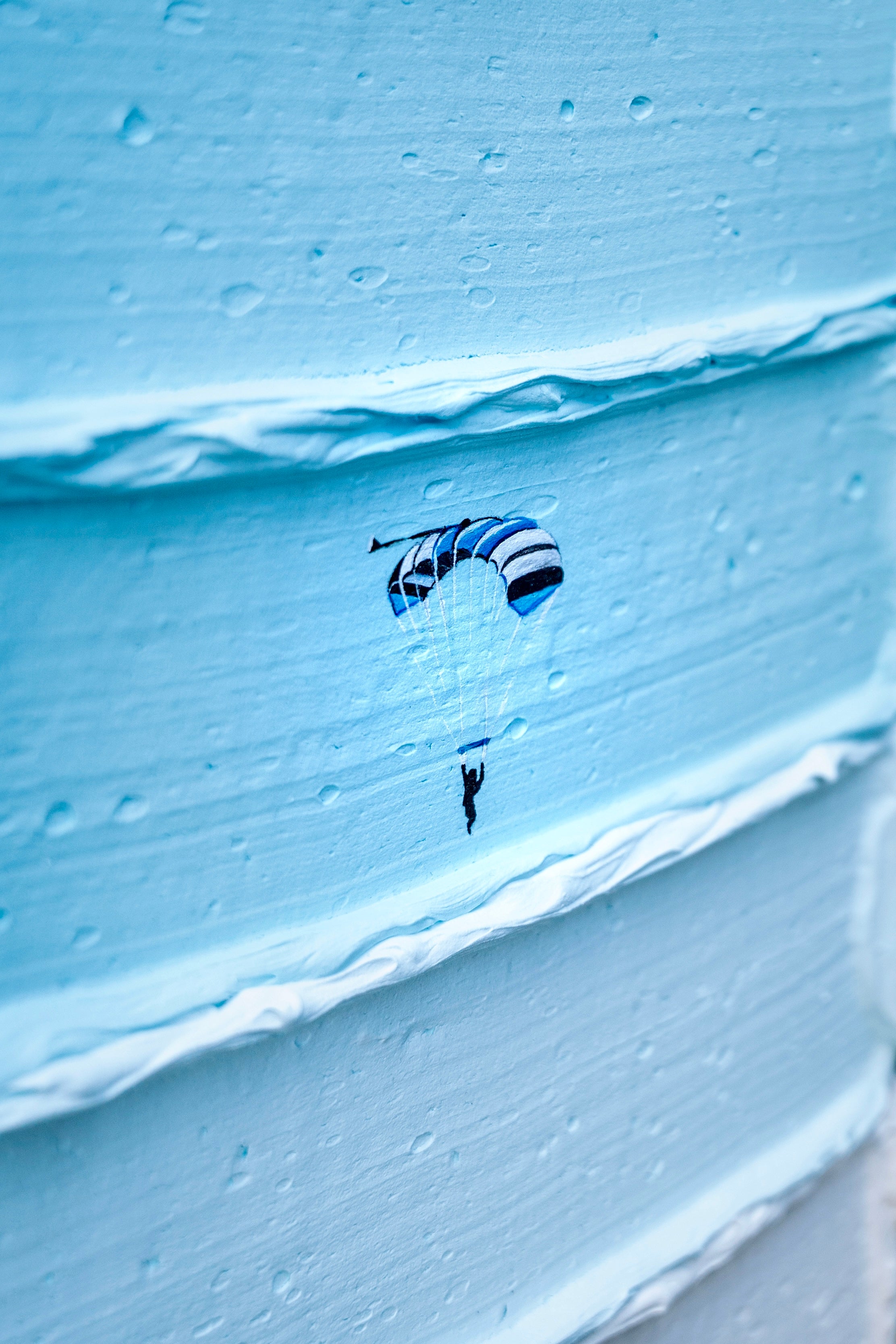 Close-up of heavy acrylic gel texture on Above Atlas Skies original painting