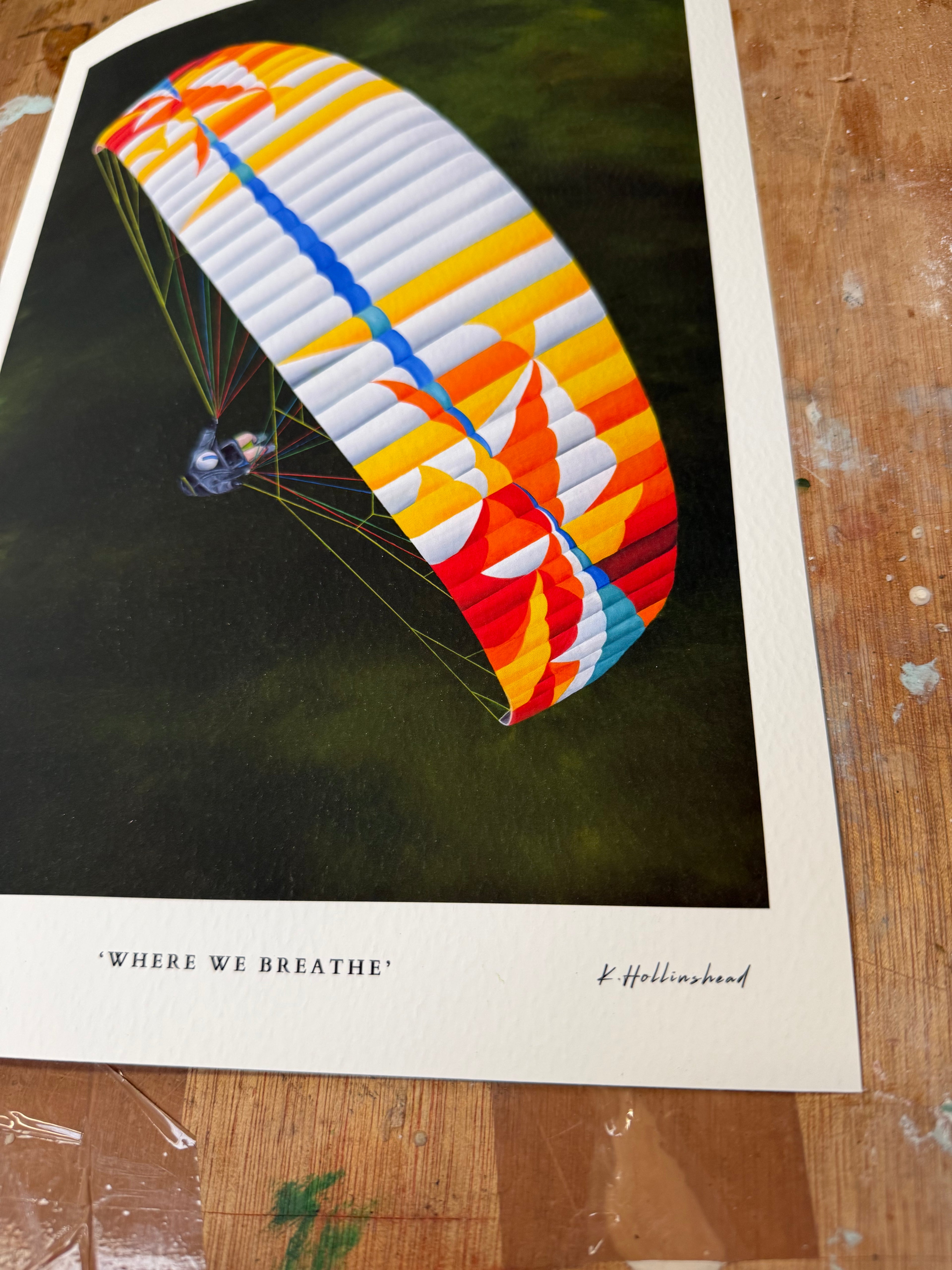 'Where We Breathe' A3 Paragliding Fine Art Print