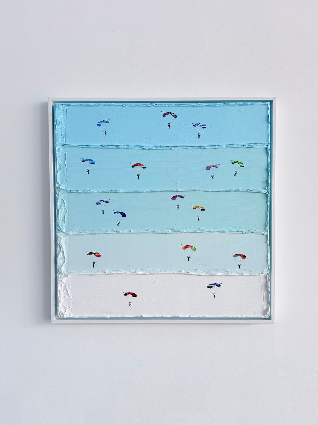 Original Skydive painting by katie hollinshead featuring 6 parachutes