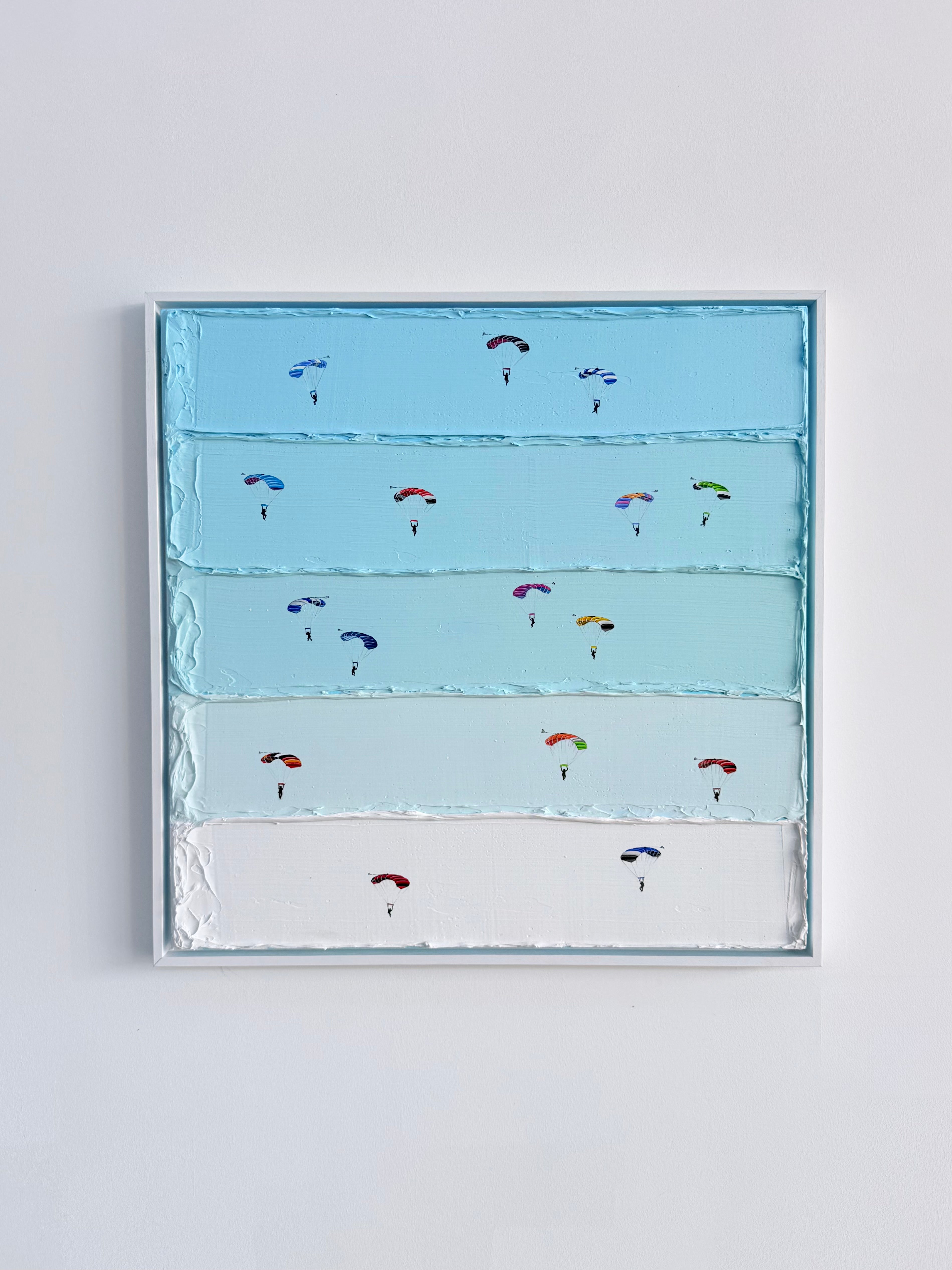 Original Skydive painting by katie hollinshead featuring 6 parachutes