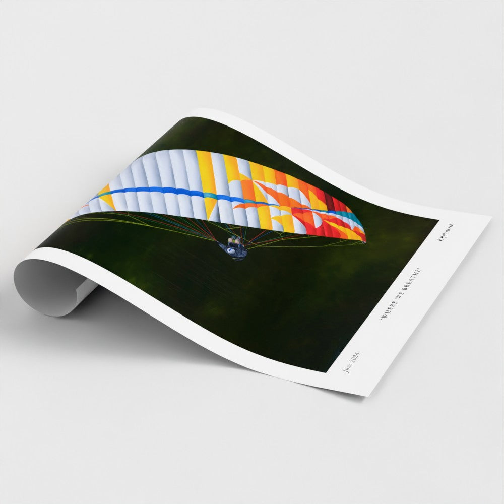 'Where We Breathe' A3 Paragliding Fine Art Print