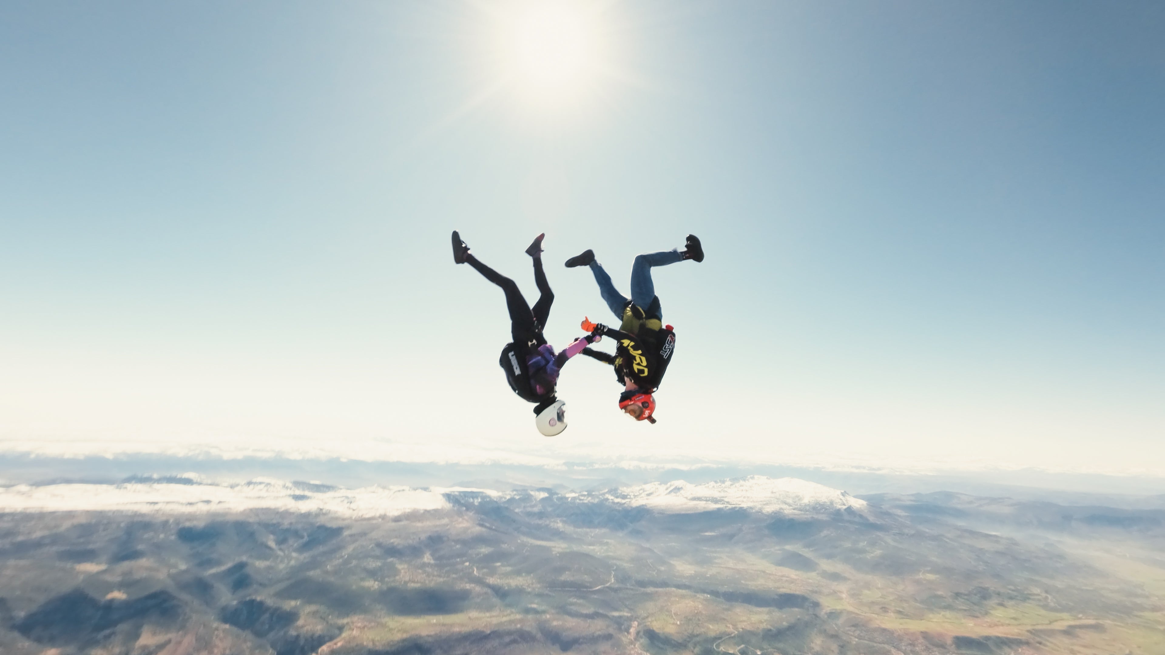 Skydiver flying over the Atlas Mountains in Beni Mellal, Morocco