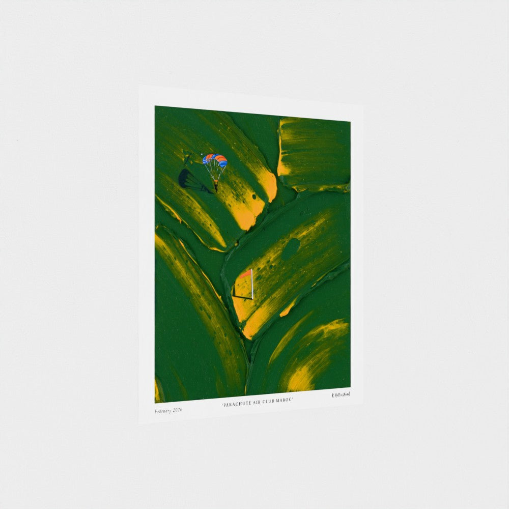 Square Morocco skydiving artwork inspired by Béni Mellal landing zone